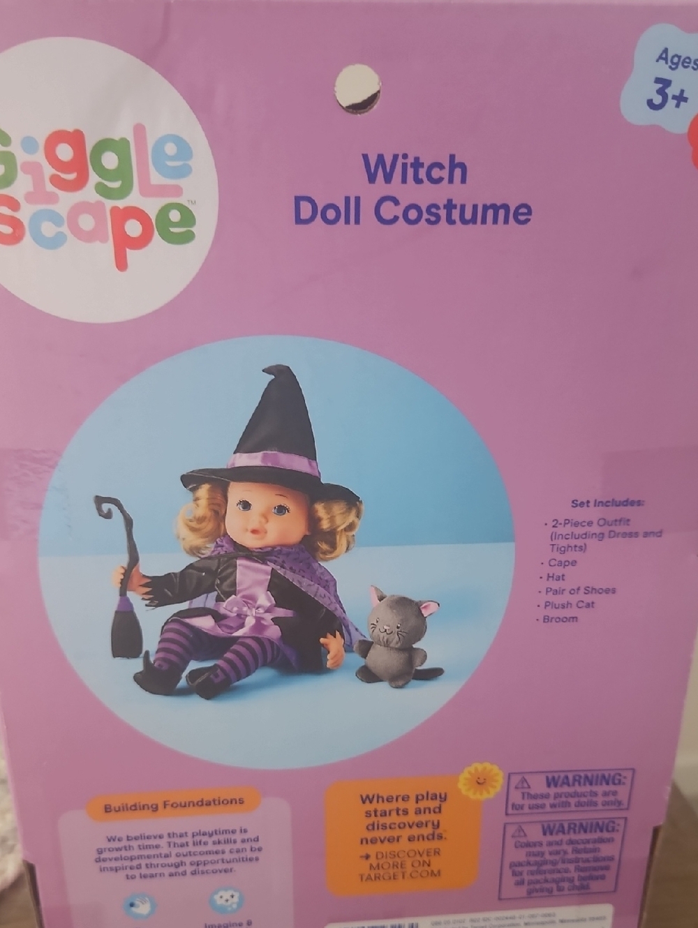 Gigglescape Witch Doll Costume with Plush Cat NWT - Picture 6 of 11